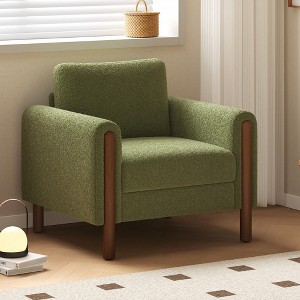 NicBex Oversized Accent Chair with Walnut Legs,Sofa Chair with Curved handrail,Arm Chair for Bedroom,Reading Room - 1 of 4