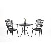 VYNXARIA 3 Piece Patio Bistro Set Cast Aluminum Bistro Table and Chairs Set of 2 with Umbrella Hole,Black - 2 of 4