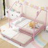Full/Twin Size Metal Platform Bed Frame with Fence, Trundle Bed, House-shaped Headboard -ModernLuxe - 2 of 4