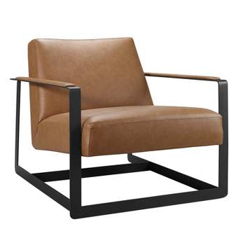 Seg Upholstered Vinyl Accent Chair Tan - Modway