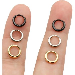 18K Real Gold Plated Sleeper Hoop Rings - Surgical Steel Body Piercing Jewelry for Nose, Septum, Helix, Daith, Lip, Nipple & More - 1 of 4