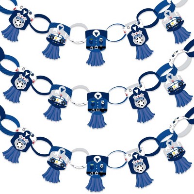 Big Dot of Happiness Calling All Units - Police - 90 Chain Links & 30 Paper Tassels Kit - Birthday Party or Baby Shower Paper Chains Garland - 21 feet