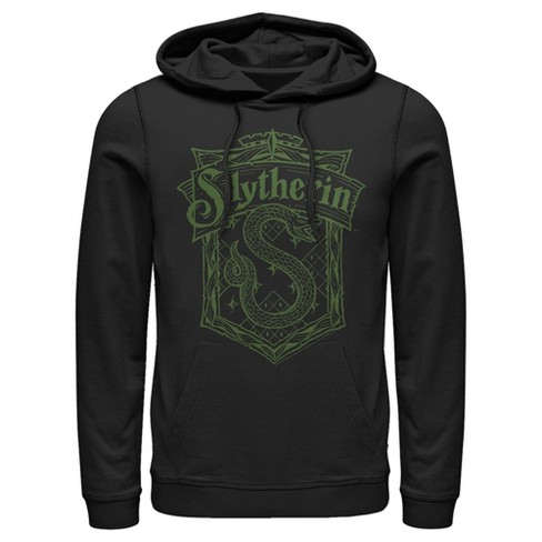 Men s Harry Potter Slytherin Line Art Crest Pull Over Hoodie Black Large