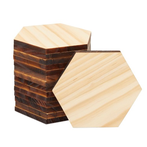 10pcs Wooden Plank Polygonal Wood Block Hexagon Profiled Solid Wood Block Manual DIY Special-shaped Wooden Boards for Crafts Mak, Size: 1X5CM