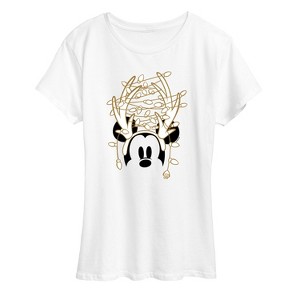 Women's - Disney - Christmas Lights Mickey Short Sleeve Graphic T-Shirt - 1 of 4