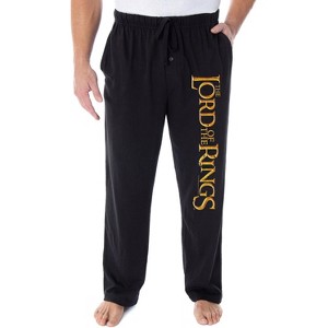 The Lord of the Rings Men's Film Logo Sleepwear Lounge Bottoms Pajama Pants Black - 1 of 3