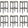 vidaXL Bar Stool Set of 6 Brown PE rattan Standard Footrest - 2 of 4