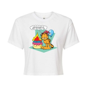 Women's - Garfield - Birthday's Make Me Old Cropped Graphic T-Shirt - 1 of 4