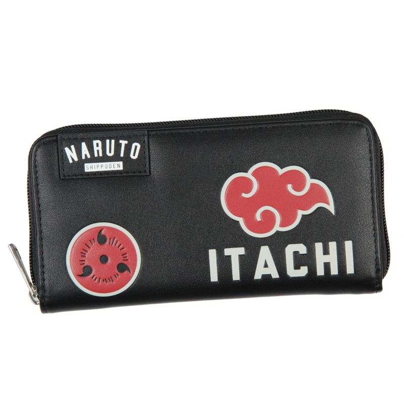 Naruto Shippuden Itachi Uchiha Akatsuki Red Cloud Zip Around Wallet Black, 1 of 4