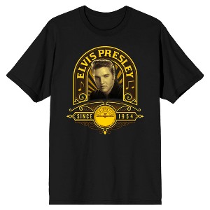 Sun Records Elvis Presley Since 1954 Vintage Art Crew Neck Short Sleeve Men's Black T-shirt - 1 of 3