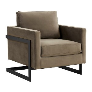 LeisureMod Lincoln Velvet Accent Arm Chair, Black Steel Frame - 1 of 4