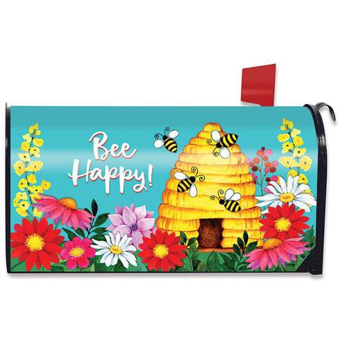 Bee Happy Hive Spring Magnetic Mailbox Cover Beehive Standard Briarwood 