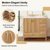 FAMYYT 36 in. Single Sink Freestanding Solid Wood Bath Vanity with White Ceramic Top, Adjustable Shelf, 4 Drawers - 4 of 4