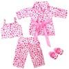 Sophia's - 18" Doll - White Bathtub & Heart Satin Pj, Robe & Slippers Set - White and Hot Pink - 4 of 4