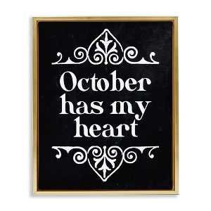 Stupell Industries Black October Has My Heart Floating Frame Canvas Art - 1 of 4