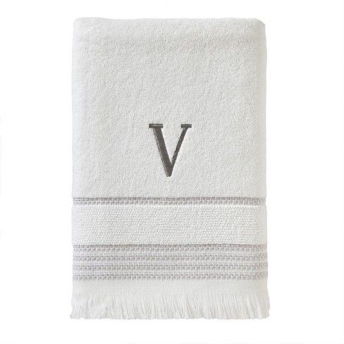 SKL Home By Saturday Knight Ltd Casual Monogram Bath Towel V - 28X54", White - image 1 of 3