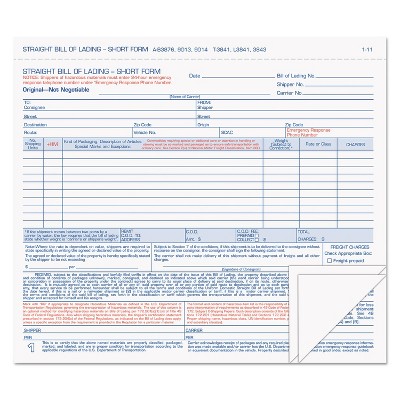 TOPS Hazardous Material Short Form 7 x 8 1/2 Three-Part Carbonless 50 Forms 3841