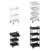 NewHome"4-Tier Rolling Utility Cart with Lockable Wheels, Rotatable Design & Storage Drawers for Home"Black White - 2 of 4
