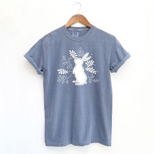 Simply Sage Market Women's Floral Bunny Short Sleeve Garment Dyed Tee - 1 of 3