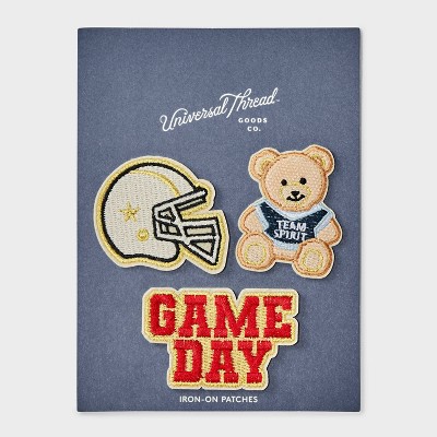 Helmet Teddy Bear Game Day Patch Set 3pc - Universal Thread™ Multicolor