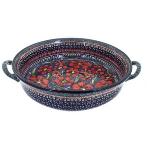 Blue Rose Polish Pottery 1455 Zaklady Round Casserole with Handles - 1 of 1