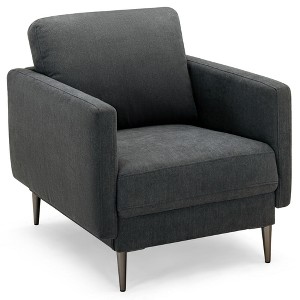 Costway Modern Upholstered Accent Chair Single Sofa Armchair Living Room Funiture White\Grey - 1 of 4