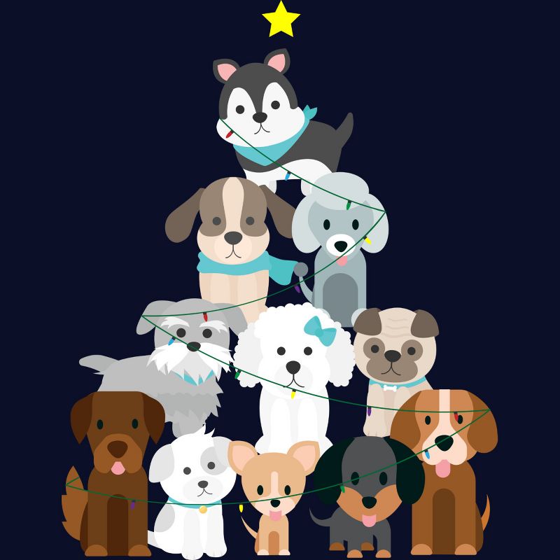 Junior's Design By Humans Christmas Tree Dogs By GiftsIdeas T-Shirt, 2 of 4