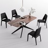 YOUNIKE Modern 69.3" L x 33.85" W Dining Room Table Set for 4, Rectangular Island Table for Kitchen with Wooden Top & Black Metal Cross Base - 2 of 4