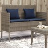 vidaXL Patio Bench with Cushion, Gray Poly Rattan - image 2 of 4