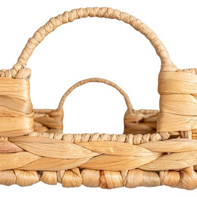 Natural Water Hyacinth Handwoven Tray with Cutout Handles