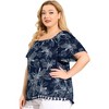 Agnes Orinda Women's Plus Size Floral Tassel Hem Square Round Casual Blouses - 4 of 4