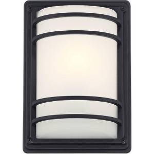 John Timberland Industrial Modern Wall Light Sconce Black Hardwired 7 1/2" Fixture Frosted Glass Shade for Bedroom Bathroom Vanity - 1 of 4