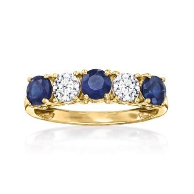 Ross-Simons 0.80 ct. t.w. Sapphire and .50 ct. t.w. Lab-Grown Diamond Ring in 14kt Yellow Gold