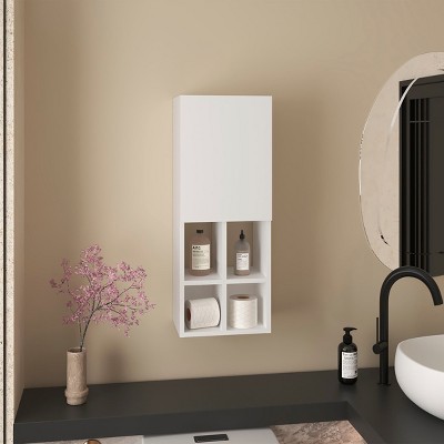 FURNIinspire Bathroom Storage Cabinet Small Wall Bathroom Cabinet Closet For Toiletries, Towels, Home Bathroom Storage, White, 9.25"*12.2"*31.5"