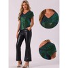 Allegra K Women's Sequin Short Sleeve V Neck Party Sparkly Metallic Top - 2 of 4