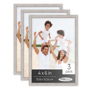 PosterPalooza | Pack of 3 Rustic White Picture Frames | Solid Wood | UV-Resistant Acrylic | Easy Gallery Wall - 1 of 4