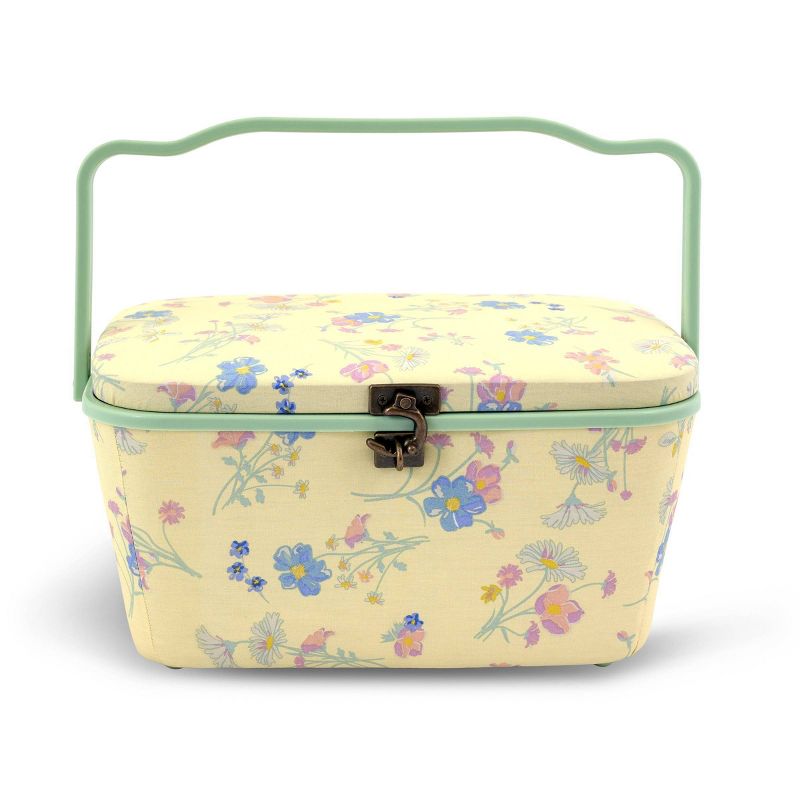 Dritz Large Oval Sewing Basket Yellow Floral, 2 of 6