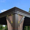 VisioGear 14'*22' Patio Hardtop Gazebo with Double Roof and Netting, Large Pavilion Gazebo for Garden, Brown, 260.08"*165.59"*126.42" - 4 of 4
