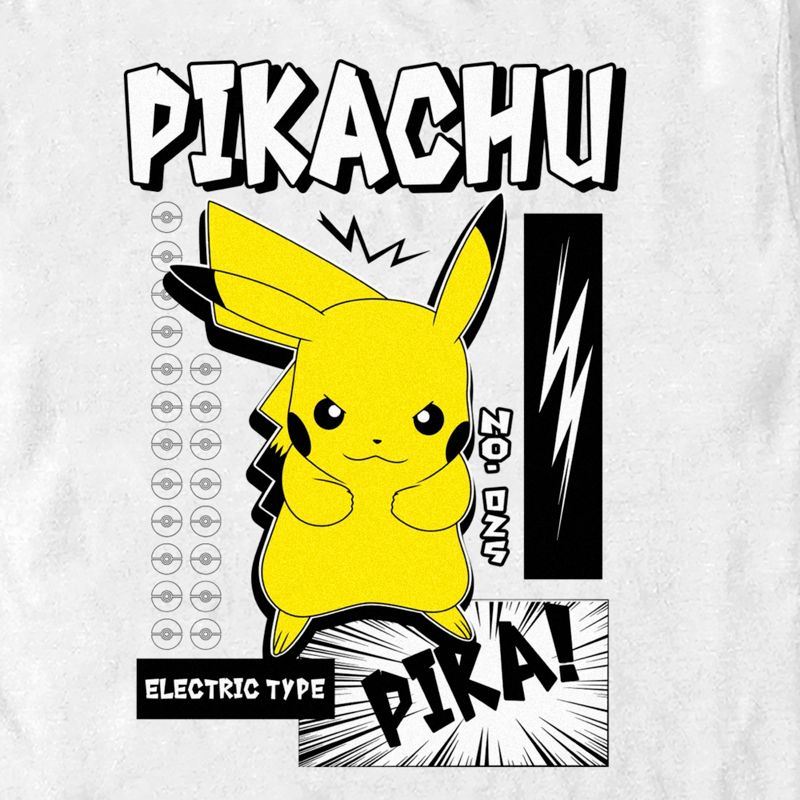 Men's Pokemon Black and White Electric Type Pikachu T-Shirt, 2 of 6