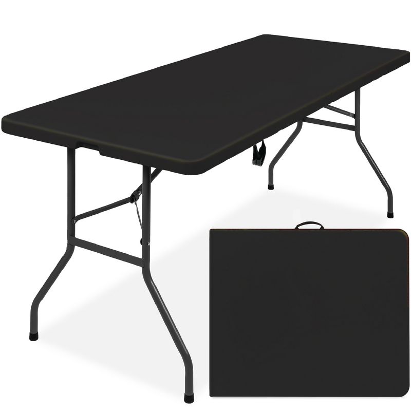 Best Choice Products 6ft Plastic Folding Table, Indoor Outdoor Heavy Duty Portable w/ Handle, Lock for Picnic, 1 of 8