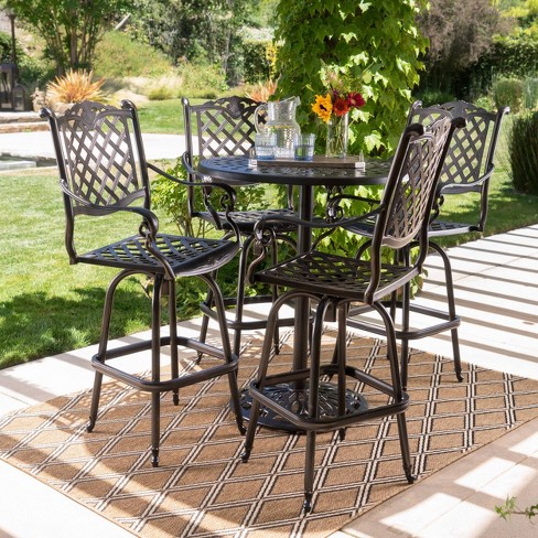 Cast aluminum online patio bar set