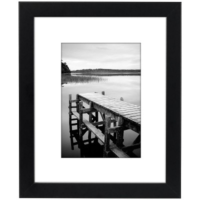 Americanflat Picture Frame in Black Wood with Lead Free Shatter Resistant Glass and Easel Stand for Tabletop - 8" x 10"