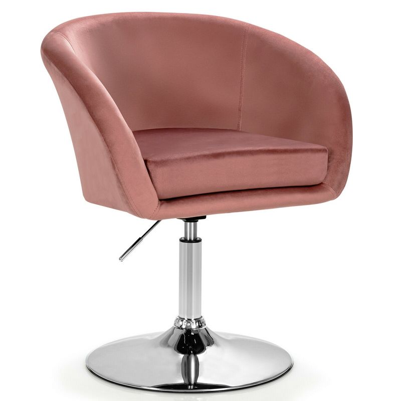 Costway Modern Velvet Chair Height Adjustable Bar Stool Swivel Makeup Seat, 1 of 11