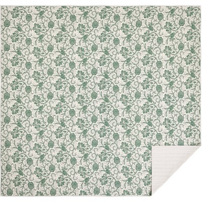 Dorset Green Floral King Quilt 105Wx95L