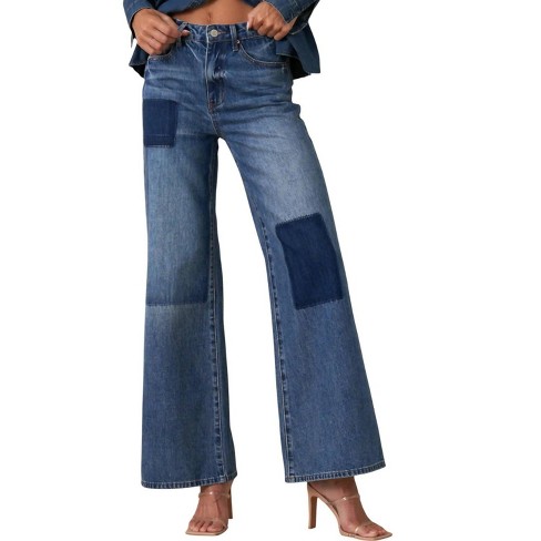 Women's Relaxed Wide Leg Patchwork Jeans - Insane Gene - image 1 of 4