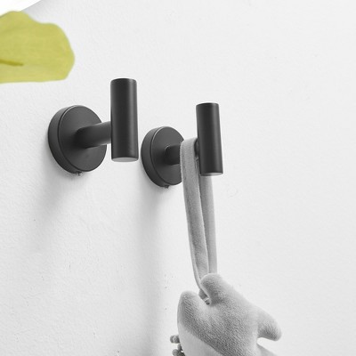 Matte Black Stainless Steel Wall Mounted Towel and Robe Hooks, 2-Pack