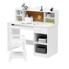 White Kids Desk, Study Desk and Chair Set with Bookshelf, Bulletin Board, and Cabinets - Ideal for Boys and Girls Ages 3-8 - 3 of 4