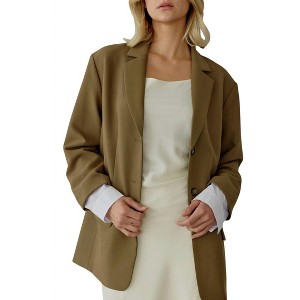 Women's Classic Two Button Front Blazer with contrasting sleeve - MOD REF - 1 of 4