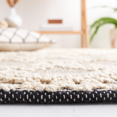 Handmade Black Cotton Flat Woven Non-slip Rug, 8' x 10'