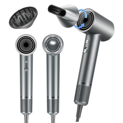Teendow 1500W Hair Dryer, Professional Ionic Hair Dryer for Fast Drying, High Speed Hair Blow Dryer with Diffuser for Home Salon Travel, Sliver